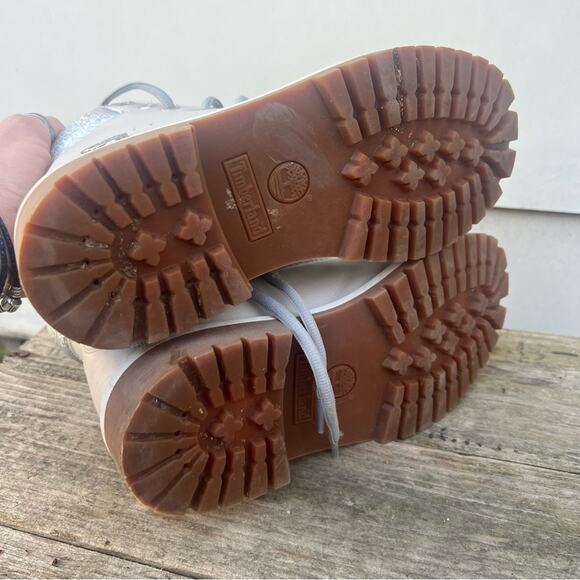 Timberland Metallic Gray Collar Waterproof Premium 6” Boots Girls Size 5 A5SUW - Picture 5 of 8